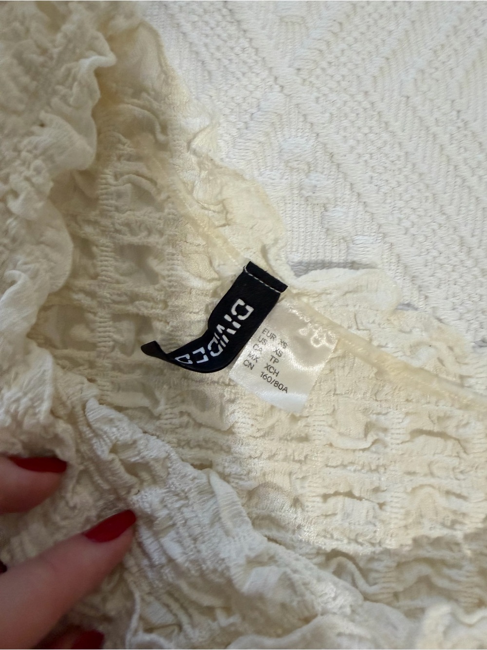 Cream One-Shoulder Ruffled Knit Dress H&M - Picture 3 of 3
